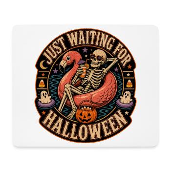 Juste en attente du flamant squelette d’Halloween - Tapis de souris (format paysage) - blanc - Devant