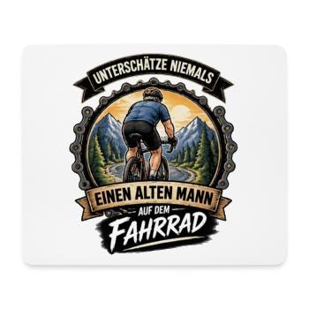 Unterschätze NIEMALS alten Mann auf dem Fahrrad - Mousepad (Querformat) - Weiß - Vorne