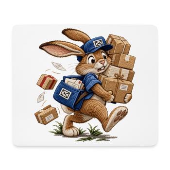 Hase als Paketbote   - Mousepad (Querformat) - Weiß - Vorne
