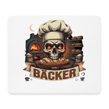 Totenkopf Bäcker Motiv - Mousepad (Querformat) - Weiß - Vorne