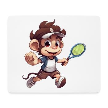 Tennis spielender Affe Schimpanse Cartoon - Mousepad (Querformat) - Weiß - Vorne