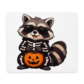Skelett-Raccoon mit Kürbis - Mousepad (Querformat) - Weiß - Vorne