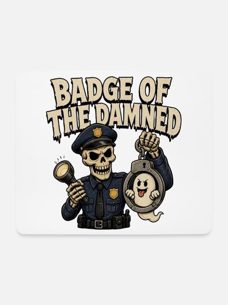 Abzeichen der Verdammten – Lustige Halloween-Polizei - Mousepad (Querformat) - Weiß