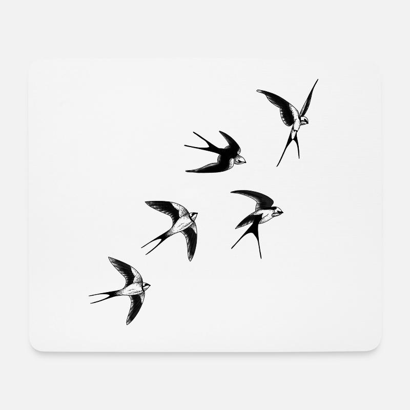 Oiseaux hirondelles  - Tapis de souris (format paysage) - blanc