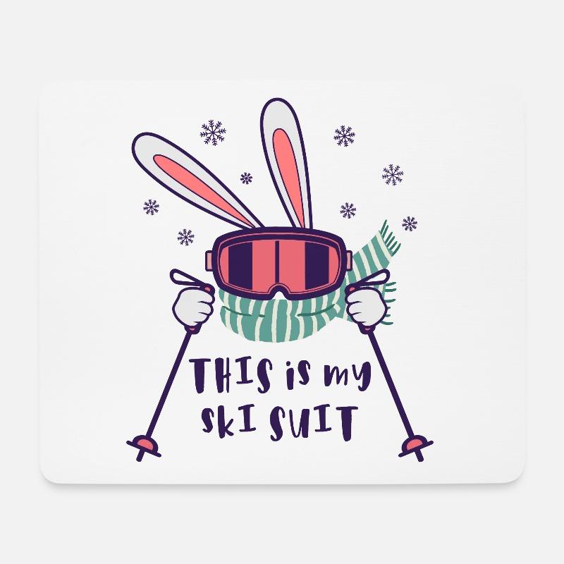 This is my Ski Suit Skiing Rabbit with ski poles - Mouse Pad (horizontal) - white