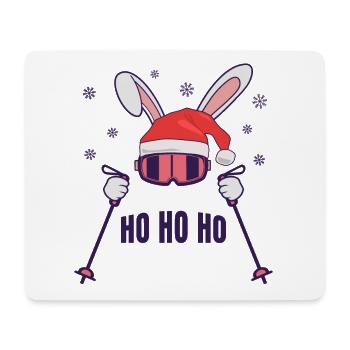 Skiing Santa Rabbit with Santa Hat and ski poles - Mouse Pad (horizontal) - white - Front