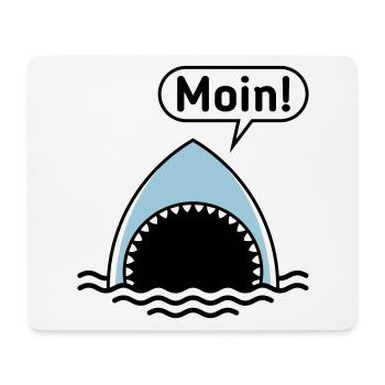Moin! (Hai / Haifisch / Sprechblase / Comic) - Mousepad (Querformat) - Weiß - Vorne