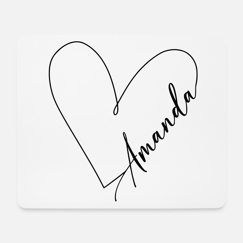 Amanda Name Heart Line - Mouse Pad (horizontal) - white