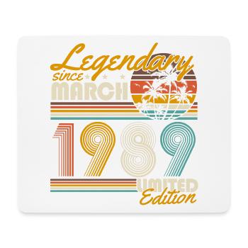Legendary since March 1989 vintage birthday - Mouse Pad (horizontal) - white - Front