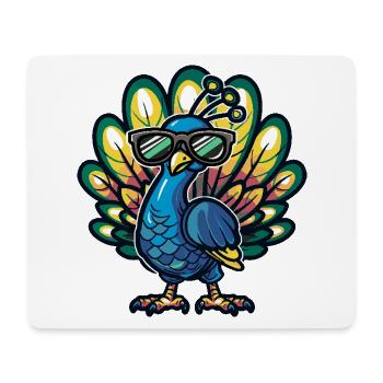 Pfau Vogel Cool Comic - Mousepad (Querformat) - Weiß - Vorne