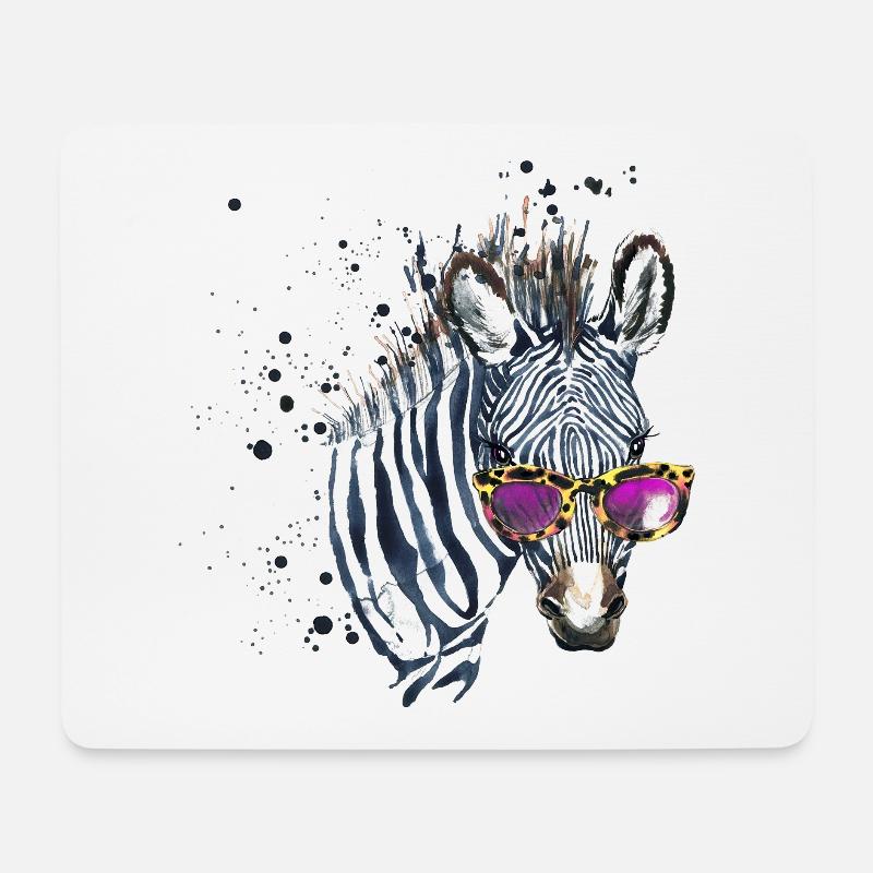 Animal Hipster Zebra Mit Sonnenbrille - Mousepad (Querformat) - Weiß