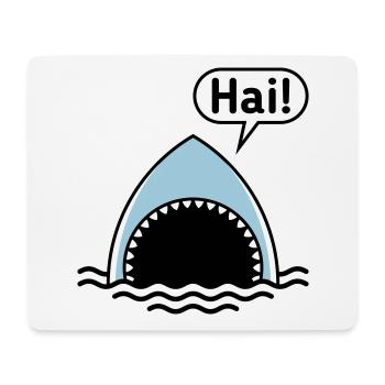 Hai! (Haifisch / Sprechblase / Comic / Cartoon) - Mousepad (Querformat) - Weiß - Vorne