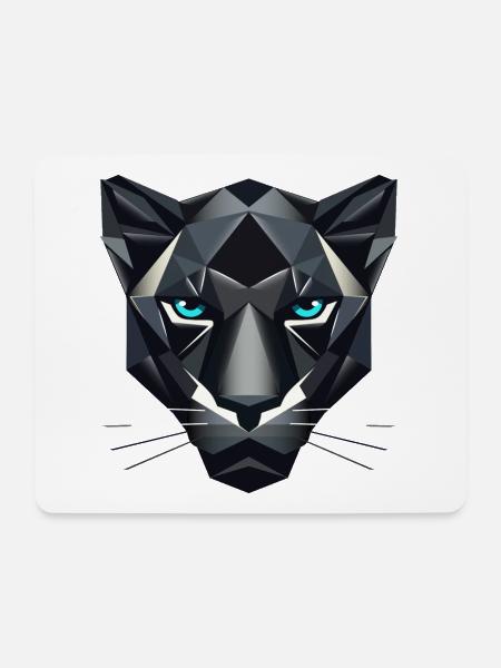 Geometrischer schwarzer Panther–Kraft und Eleganz - Mousepad (Querformat) - Weiß
