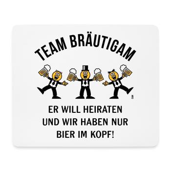 Team Bräutigam (Karikatur / Bier Im Kopf / 3C / B) - Mousepad (Querformat) - Weiß - Vorne