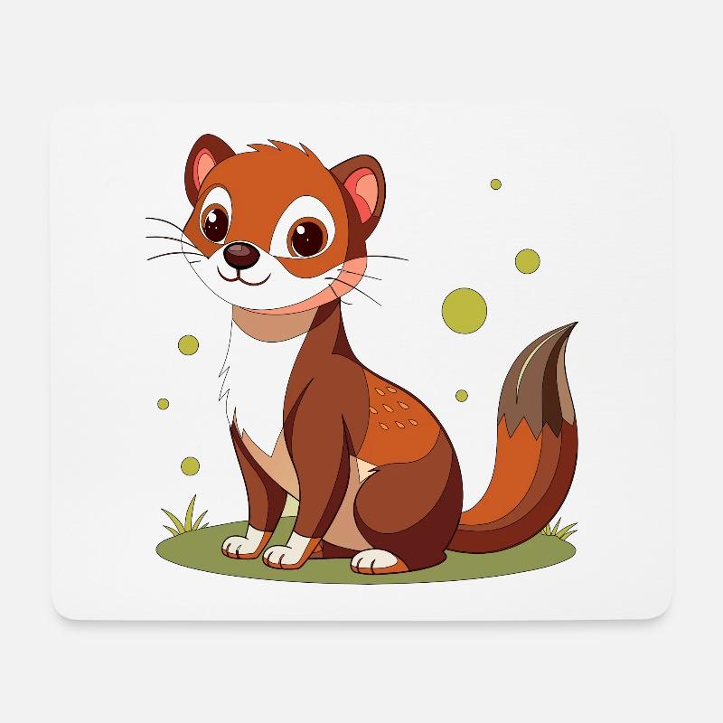 Une mignonne petite hermine - Tapis de souris (format paysage) - blanc