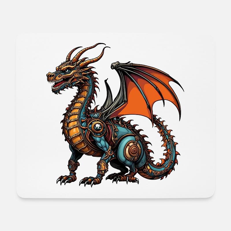 Drache - Mousepad (Querformat) - Weiß