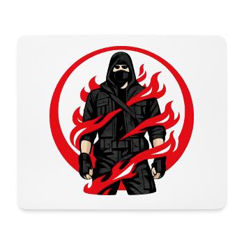 Flames Ninja Circle - Mouse Pad (horizontal) - white - Front