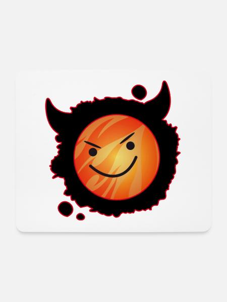 niedlicher Teufel in Flammen und glühendem Gesicht - Mousepad (Querformat) - Weiß