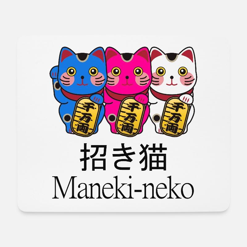 bunte winkekatzen Maneki neko - Mousepad (Querformat) - Weiß