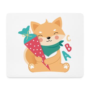 Shiba Inu avec entraînement au cône d’école - Tapis de souris (format paysage) - blanc - Devant