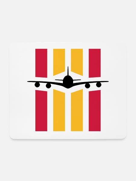★ Design colors changeable ★ Airplane in front of 4 strips - Mouse Pad (horizontal) - white