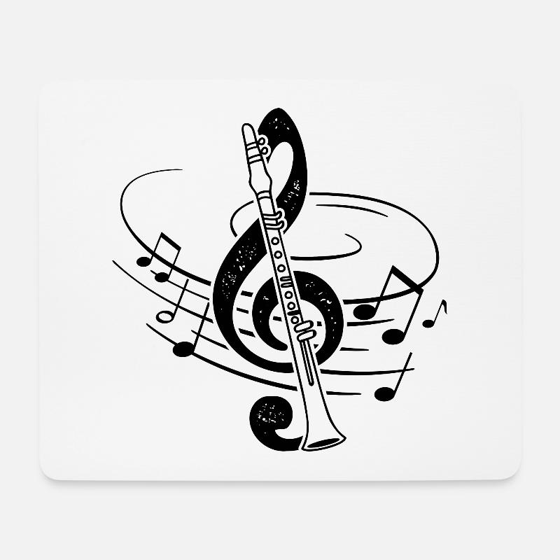Klarinette Notenschlüssel Musik Noten Klarinettist - Mousepad (Querformat) - Weiß