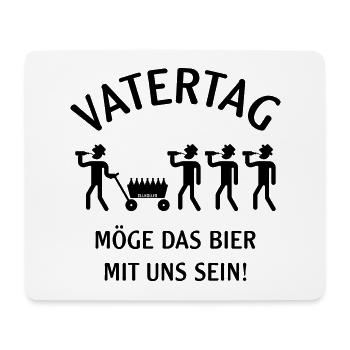 Vatertag – Bier Mit Uns (Bollerwagen / B) - Mousepad (Querformat) - Weiß - Vorne