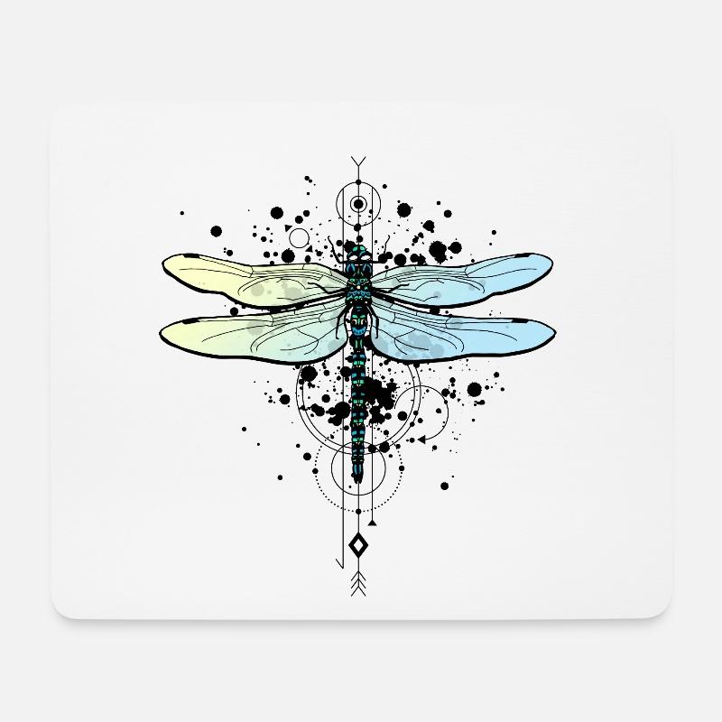 Aqua Libelle T-Shirt Design - Dragonfly Motiv - Mousepad (Querformat) - Weiß