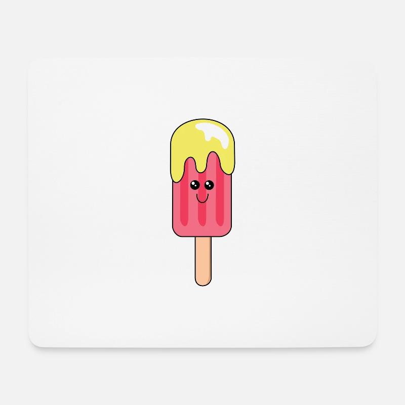 Wassereis | Cute | Gesicht | Eis am Stiel | rot - Mousepad (Querformat) - Weiß