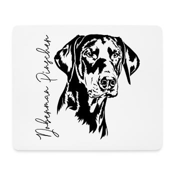 Doberman Pinscher Chien Portrait Chiens Wilsigns - Tapis de souris (format paysage) - blanc - Devant