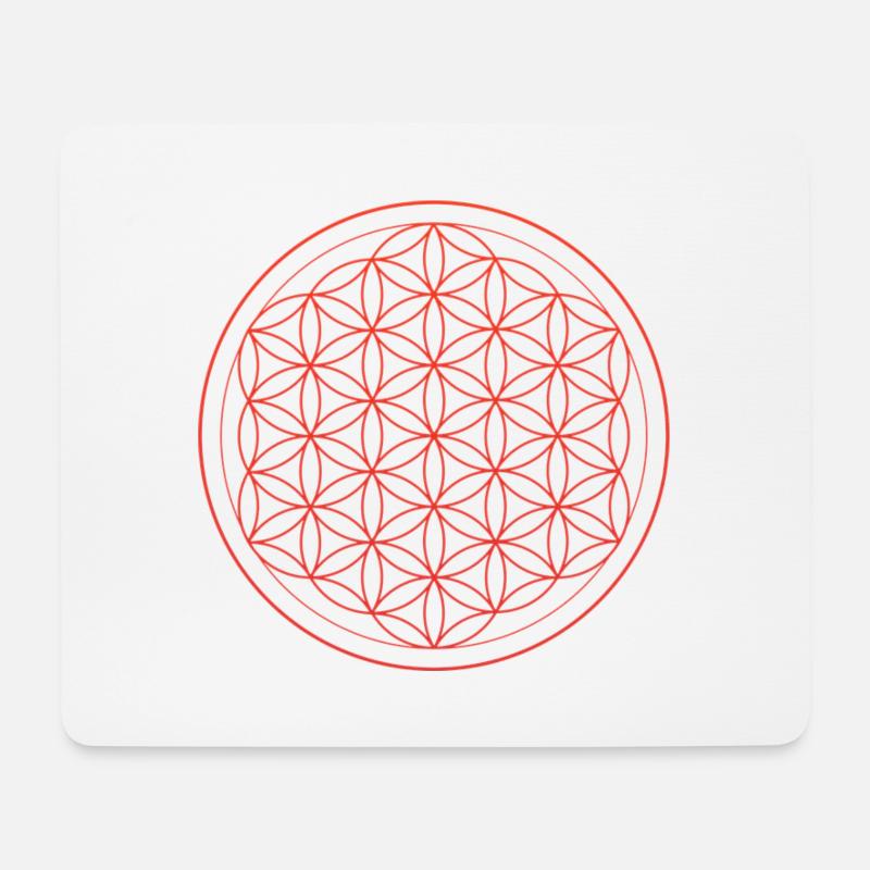 Blume des Lebens Muster in Rot - Mousepad (Querformat) - Weiß