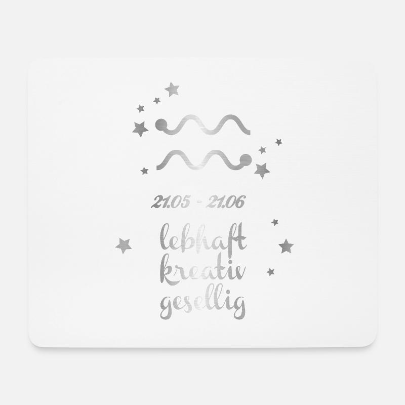 Sternzeichen Zwilling Silber Horoskop Symbol - Mousepad (Querformat) - Weiß