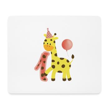 1 Jahr Erster Geburtstag Giraffe mit Ballon - Mousepad (Querformat) - Weiß - Vorne
