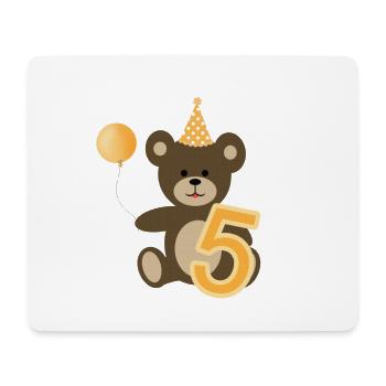 5 five years birthday teddy bear with balloon - Mouse Pad (horizontal) - white - Front