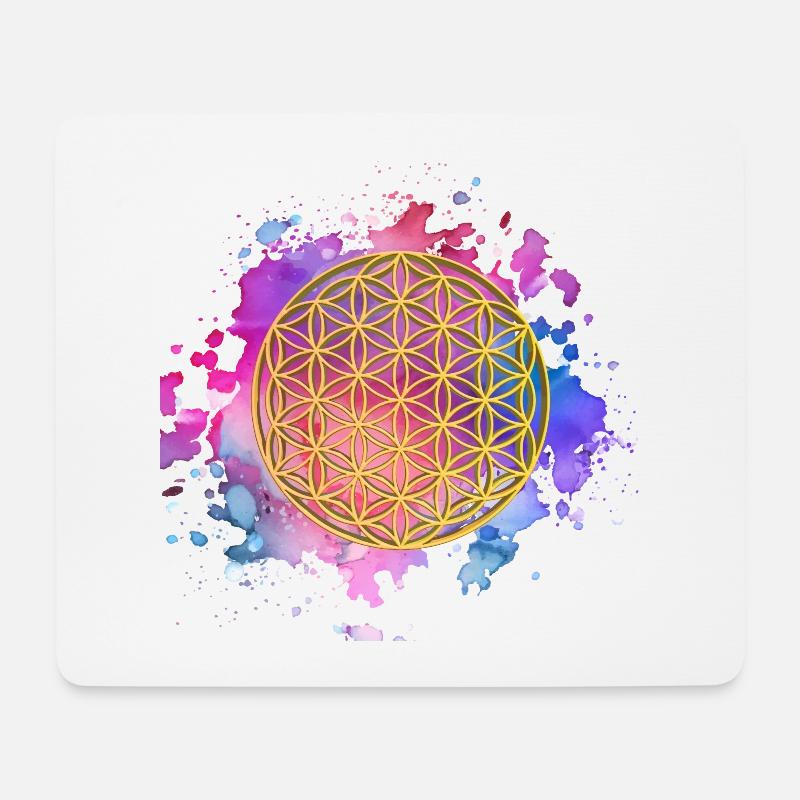 Die Blume des Lebens - Mousepad (Querformat) - Weiß