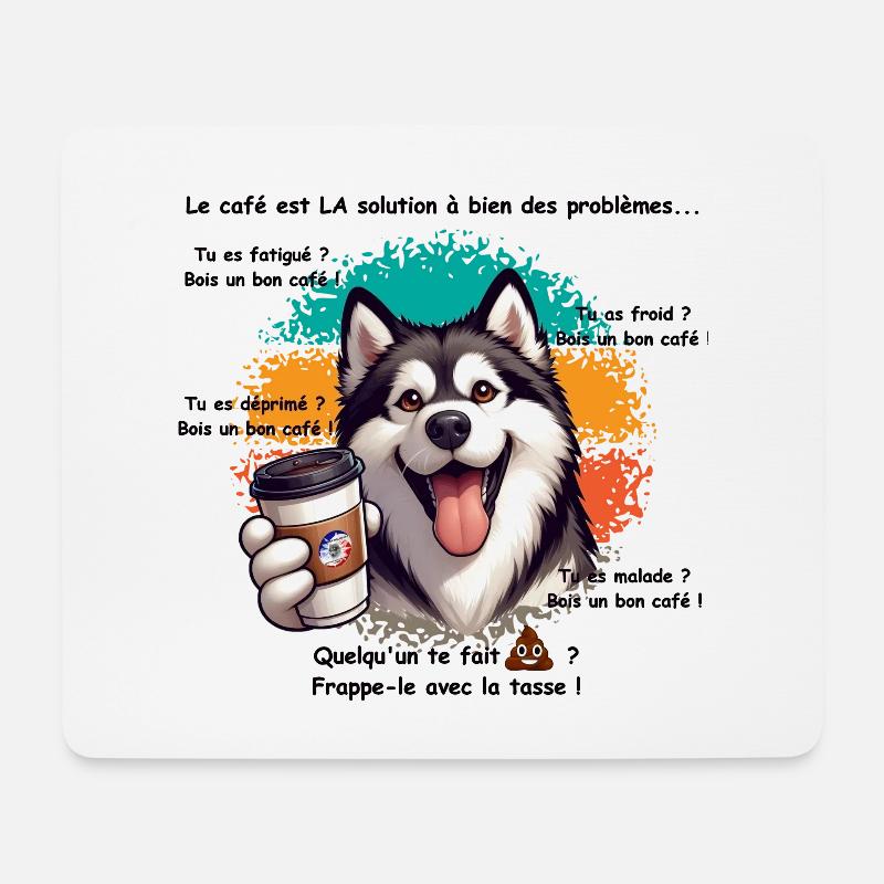 Café - Tapis de souris (format paysage) - blanc
