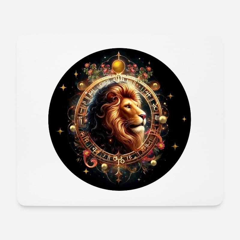 Löwe im Sternkreis - Sternzeichen Löwe - Mousepad (Querformat) - Weiß