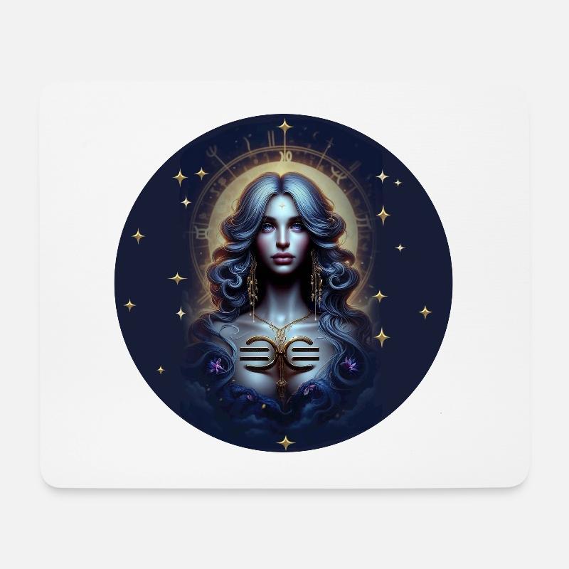 Mondschein Göttin Sternkreis - Sternzeichen Waage - Mousepad (Querformat) - Weiß