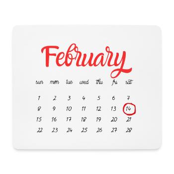 February Calendar in Red Script -Valentine's Day - Mouse Pad (horizontal) - white - Front
