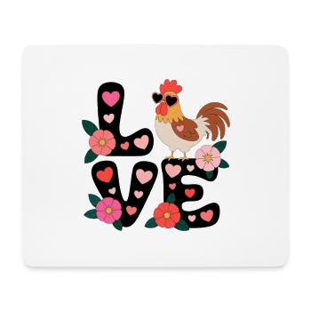 Love Rooster Flower Heart - Mouse Pad (horizontal) - white - Front