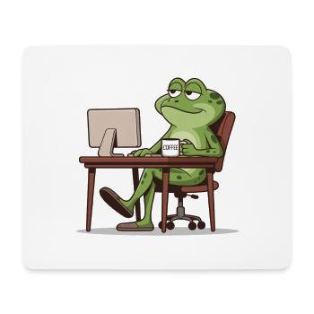 Frog office with coffee - Mouse Pad (horizontal) - white - Front