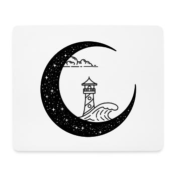 Leuchtturm in der Mondsichel - Mousepad (Querformat) - Weiß - Vorne