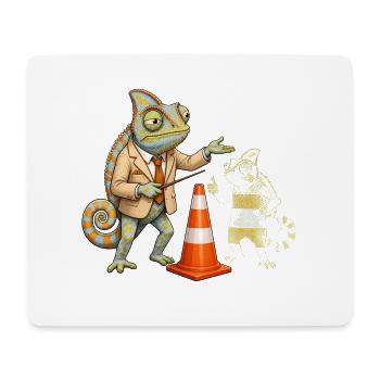 Chamäleon Fahrlehrer übt sicher mit Verkehrskegel - Mousepad (Querformat) - Weiß - Vorne