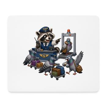 Waschbär kontrolliert Tauben am Flughafen Chaos - Mousepad (Querformat) - Weiß - Vorne