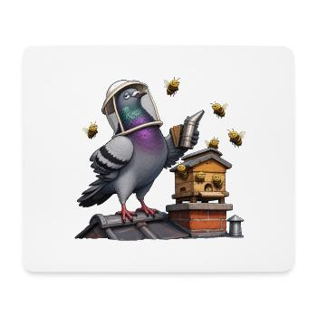 Taube als Imker beim Bienenstock auf dem Dach - Mousepad (Querformat) - Weiß - Vorne
