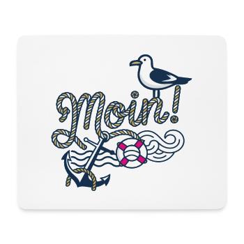 Moin mit_Moewe_und_Anker - Mousepad (Querformat) - Weiß - Vorne