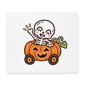 Lustiges Skelett im Kürbisauto – Halloween - Mousepad (Querformat) - Weiß - Vorne
