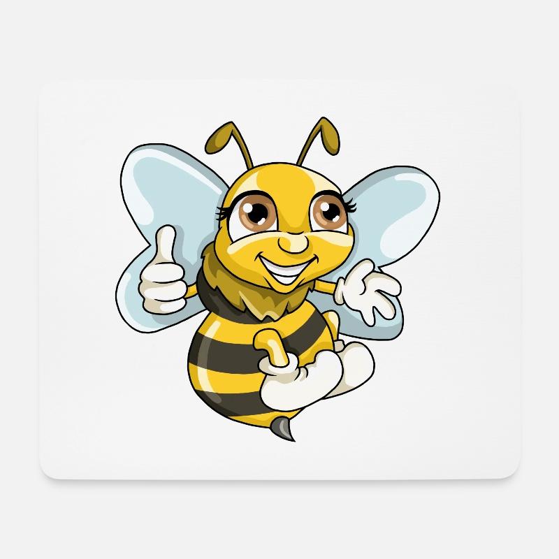 Cute bee wasp illustration cartoon comic - Mouse Pad (horizontal) - white