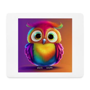 Buntes süßes Eulen-T-Shirt - Mousepad (Querformat) - Weiß - Vorne