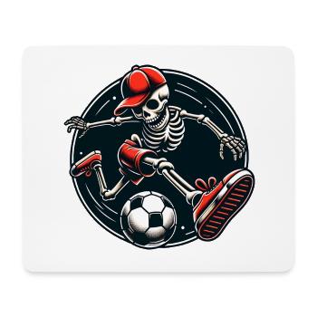 Drôle de squelette avec une casquette de baseball jouant au football - Tapis de souris (format paysage) - blanc - Devant
